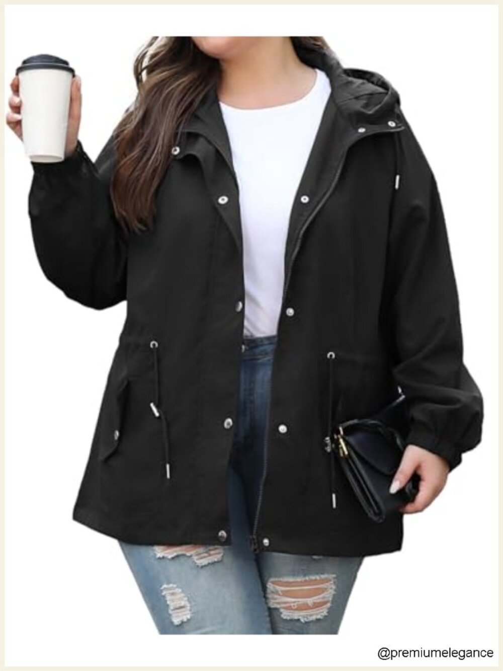 Plus Size Lightweight Hooded Raincoat Waterproof Windbreaker Jacket